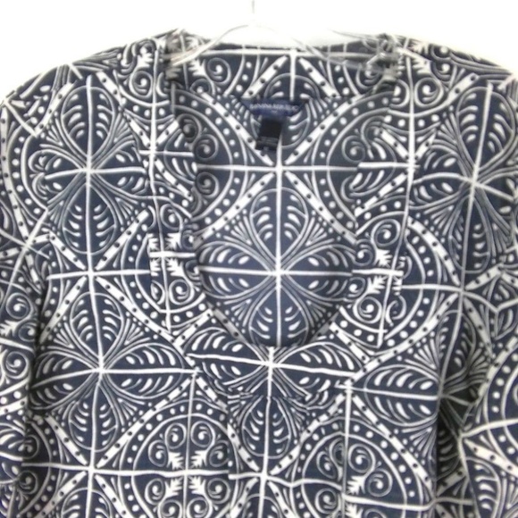 Banana Republic Tribal Tunic Blouse Sz M Blue - Picture 3 of 6